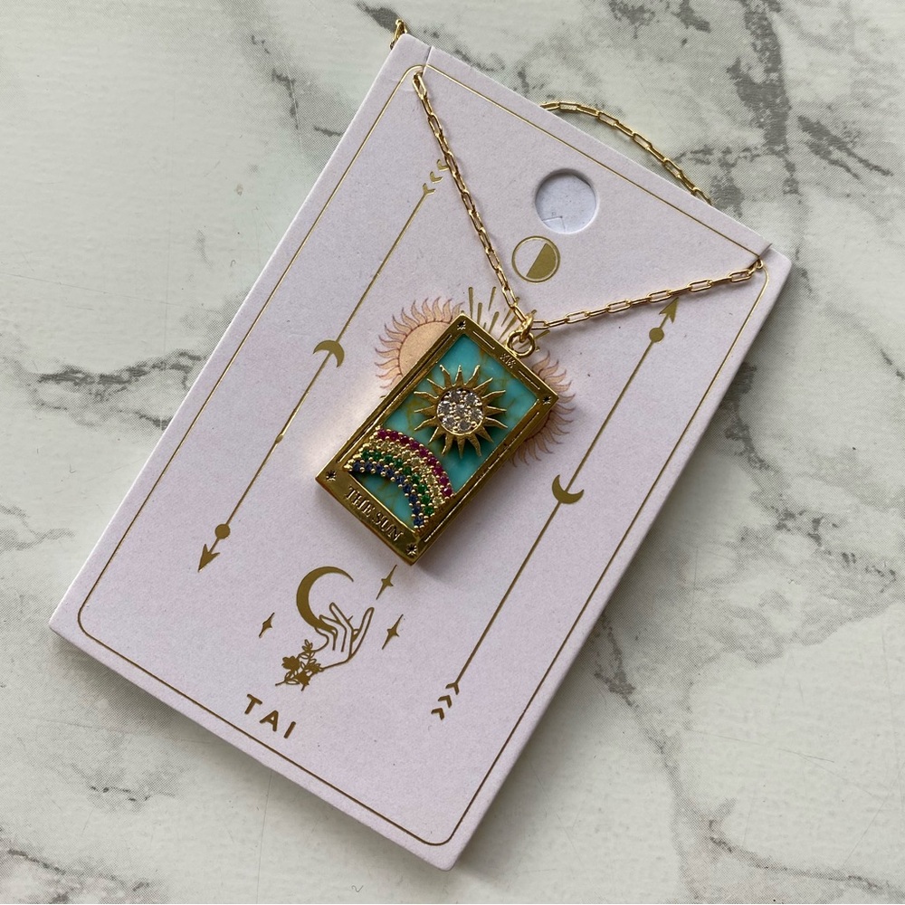 Free People TAI JEWELRY The Sun Tarot Card Necklace Anthropologie - Picture 2 of 4